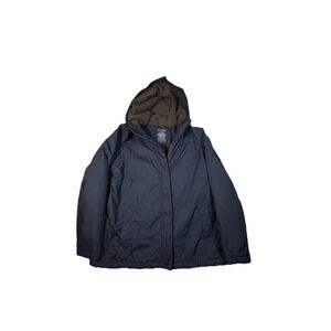 LL Bean Jacket Womens Large Blue Hooded Fleece Lined Insulated Parka Winter Coat